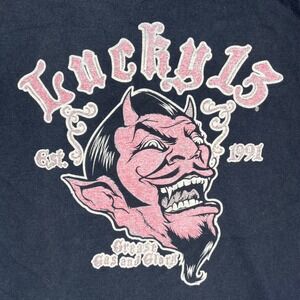 Lucky 13 Men's Black‎ Devil Graphic T-Shirt Size Large Est 1991